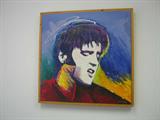 Elvis. Original, acrylic on paper on canvas, framed & signed. By Lynn Strauss Caswell.