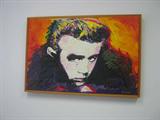 Jimmy Dean -- original acrylic on paper on canvas, framed, signed. By Lynn Strauss Caswell