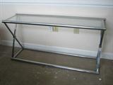Glass and steel sofa table