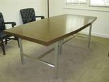 Conference room table, wood laminate top, brushed steel legs