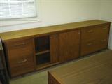 Office credenza with file drawers and adjustable shelves (measures 93" long x 18" deep x 29" high)
