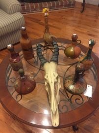 antlers and skull leather decanters