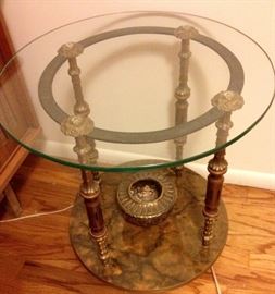 Glass topped French table. 