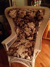 Heywood Wakefield style wicker wing chair. 