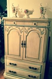 French armoire with interior drawers and cabinets.