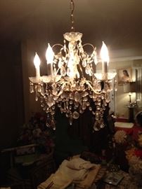 Cut crystal chandelier. 