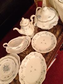 Blended set of Haviland Limoges china with tureen, coffee pot, platters, etc.
Service for 10.