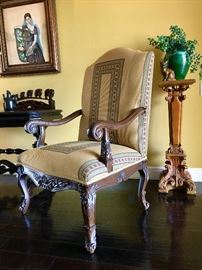 Antique Carved Wood Arm Chair