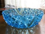 Blue cut glass bowls