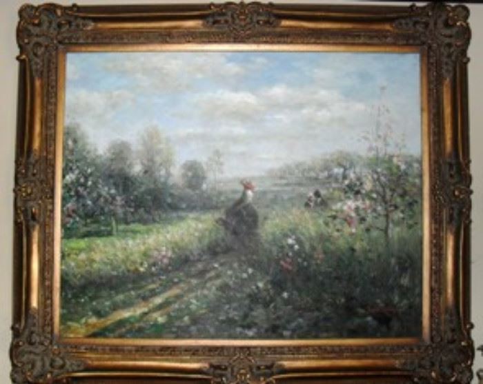 Vintage oil on canvas signed painting