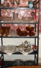 Another view of metal shelf with glassware