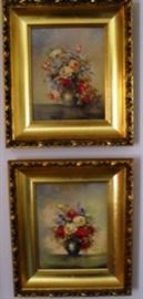 Gold leaf framed floral prints 