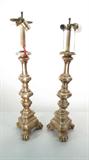 Lot 99-Antique carved candlesticks