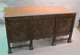 Lot 9 - Relief Carved Oak Desk