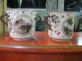Pair of cache pots with floral motif