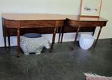 Pair of drop leaf console tables