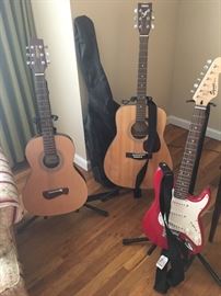 2 acoustic & 2 electric guitars 