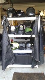 motorcycle head gear, chaps, gloves and other groovy cycle things