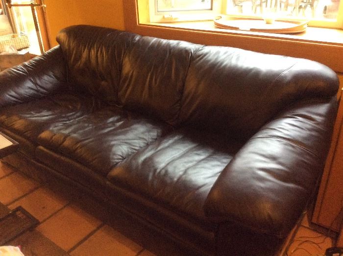 Black contemporary leather sofa