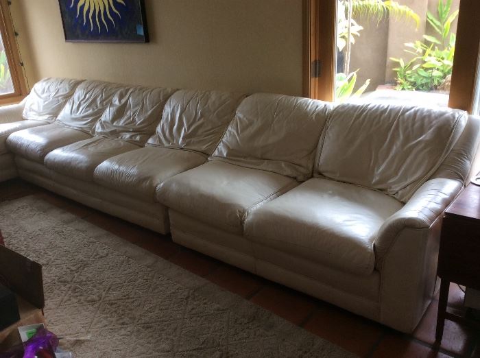 White leather sectional sofa