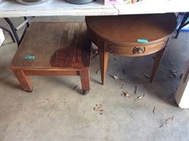 Garage - sturdy wheeled plant stand & small vintage table