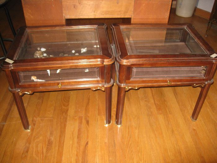 Glass top drawer end tables