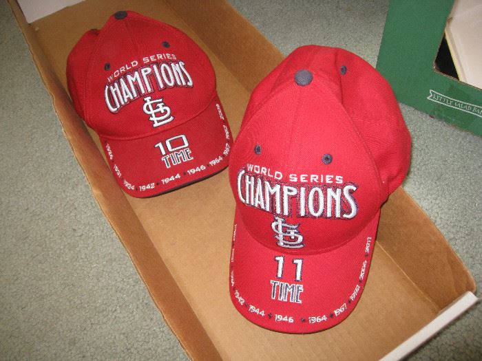 Cardinal World Series Champions 10 and 11 hats