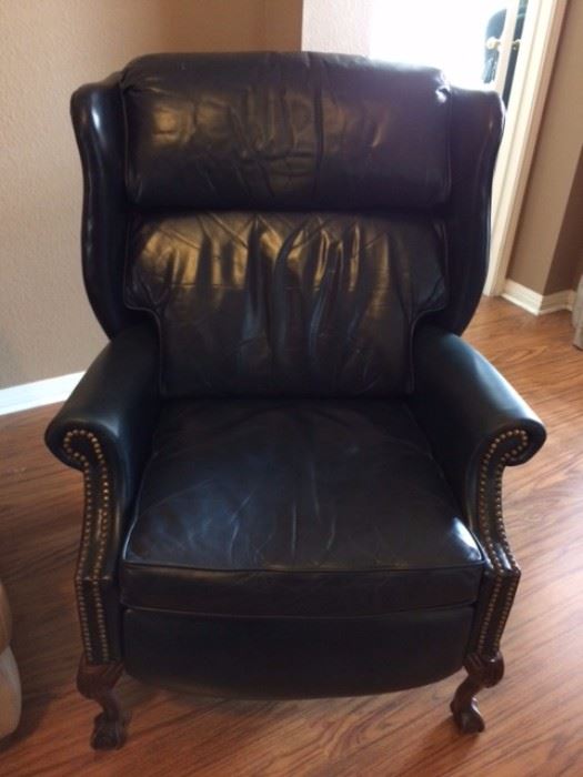 Blue Leather Recliner by Lane