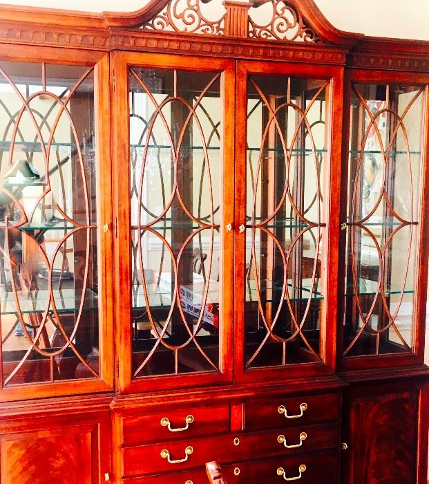 Flamed Mahogany China Cabinet with glass shelves