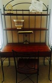 Desk with shelves and iron detailing 
