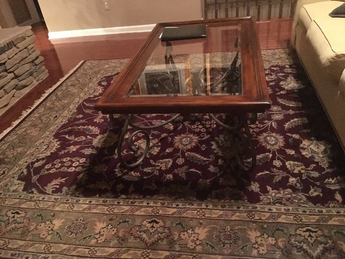 Ethan Allen 8' by 10' hand-knotted rug-SOLD, coffee table