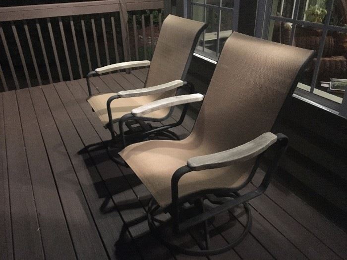 Outdoor all-weather swivel arm chairs