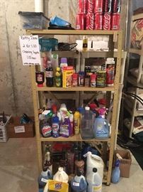 Assorted cleaning products, pantry items