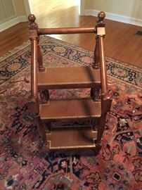 Unusual Library Step Ladder with Leather Covered Steps