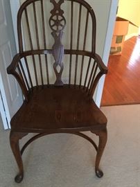 NICE CARVED BACK WINDSOR TYPE ARM CHAIR