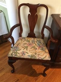 GORGEOUS CREWEL STITCHED  DINING CHAIRS  6 SIDES 2 ARMED