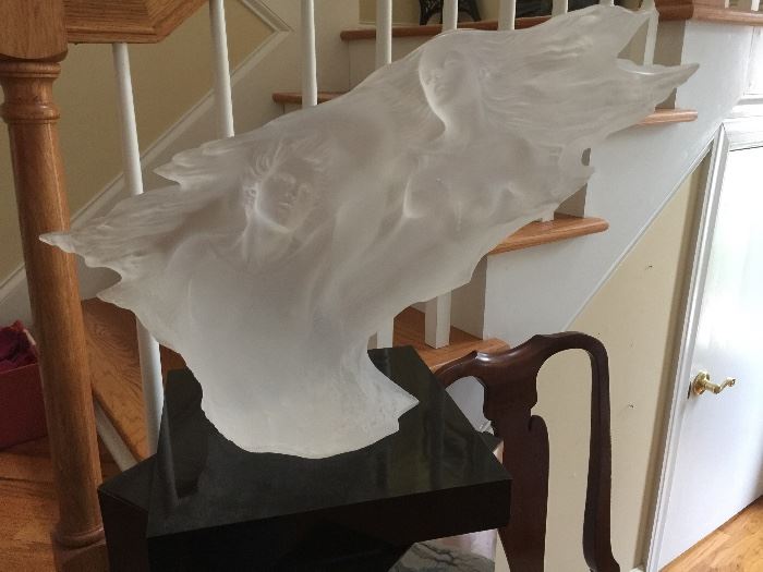 MICHAEL WILKINSON ACRYLIC SCULPTURE WITH REVOLVING TOP PEDESTAL . $12,000 APPRAISAL ON HAND.