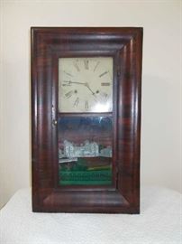 ANTIQUE New Haven 30 Hour O. G. Clock - Reverse Painting Scene on Bottom