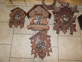 Sampling of wooden CUCKOO CLOCKS - all sold individually...