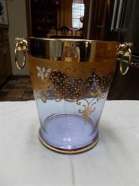 Italian Ice Bucket (Purple) with Gold Decoration - 9" tall