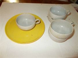 VINTAGE Russel Wright Plastic (like Melamine) Child's Dishes - 6 pieces - will be sold as a set!!!! - 1st ones we've ever seen!!!!