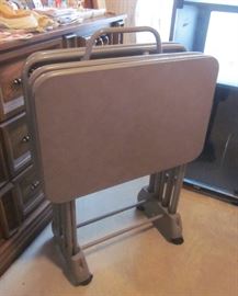 Retro TV trays with stand on wheels by Cosco