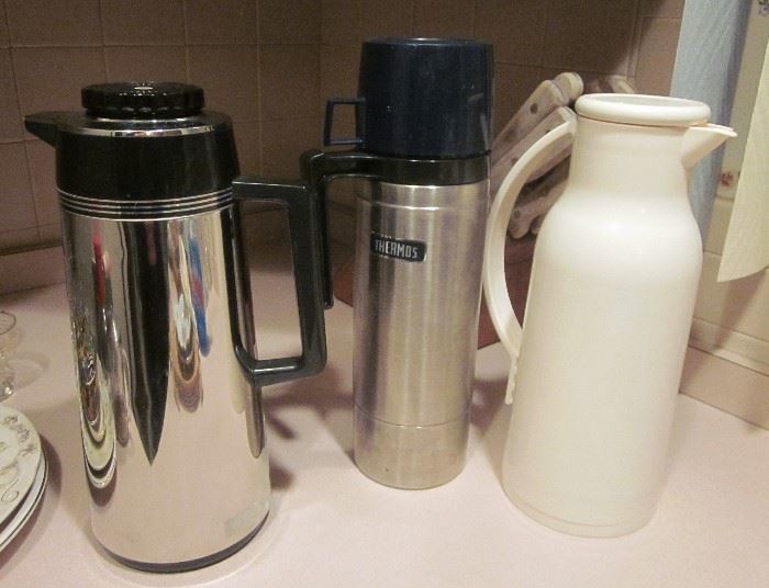 Carafes, Thermos (a LOT more of these).