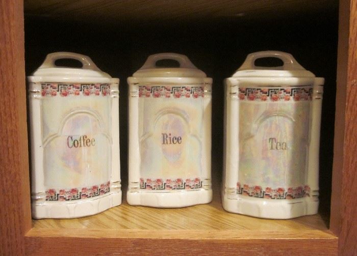 Vintage canisters, opalescent finish