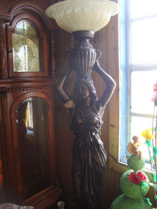 Full size Floor Lamp of Lady with Urn on her head