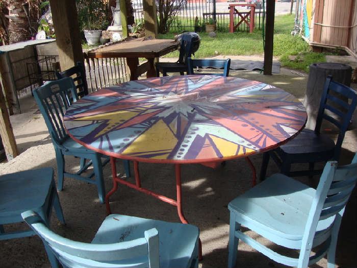 Outdoor tables, chairs, etc