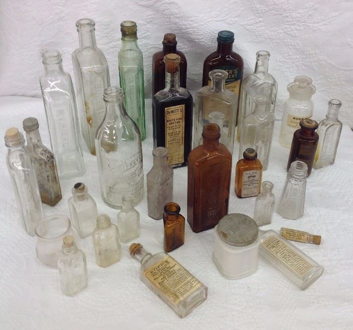 Lot of 31 Various Antique Medical and Persciption Bottles
