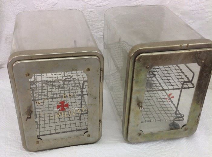 Lot of 2 Glass Antiseptic and Sanitizer Cabinet
