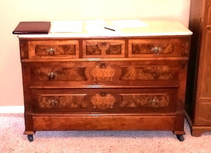Antique marble top chest of drawers