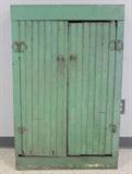 primitive green painted cabinet